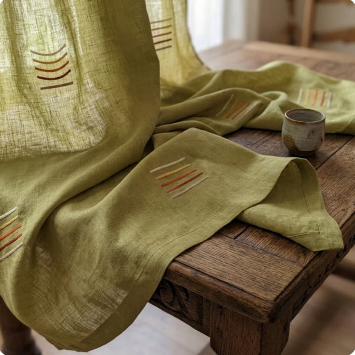 Tela Visillo lino verde 1,65 x 3,00 = 29,90 €