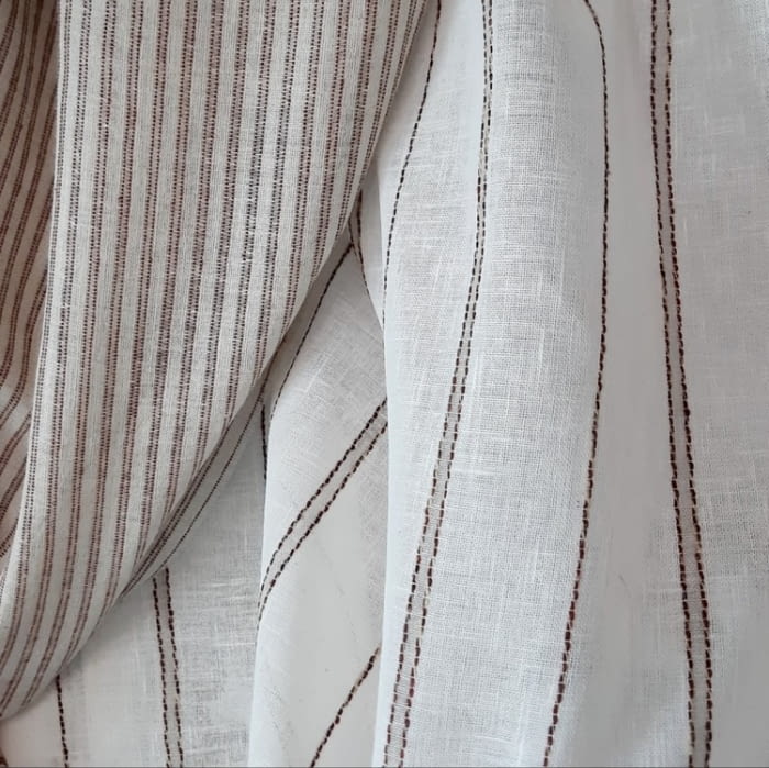 Tela Visillo Rayitas granate - 1