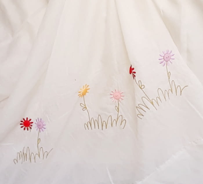 Tela Visillo flor botones - 6