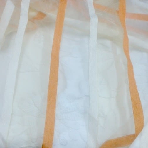 Tela visillo organza rayas salmón - 1