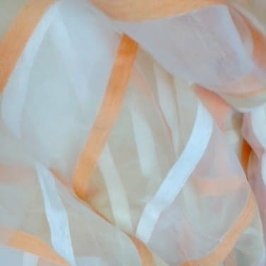 Tela visillo organza rayas salmón - 2