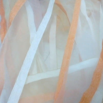 Tela visillo organza rayas salmón - 3
