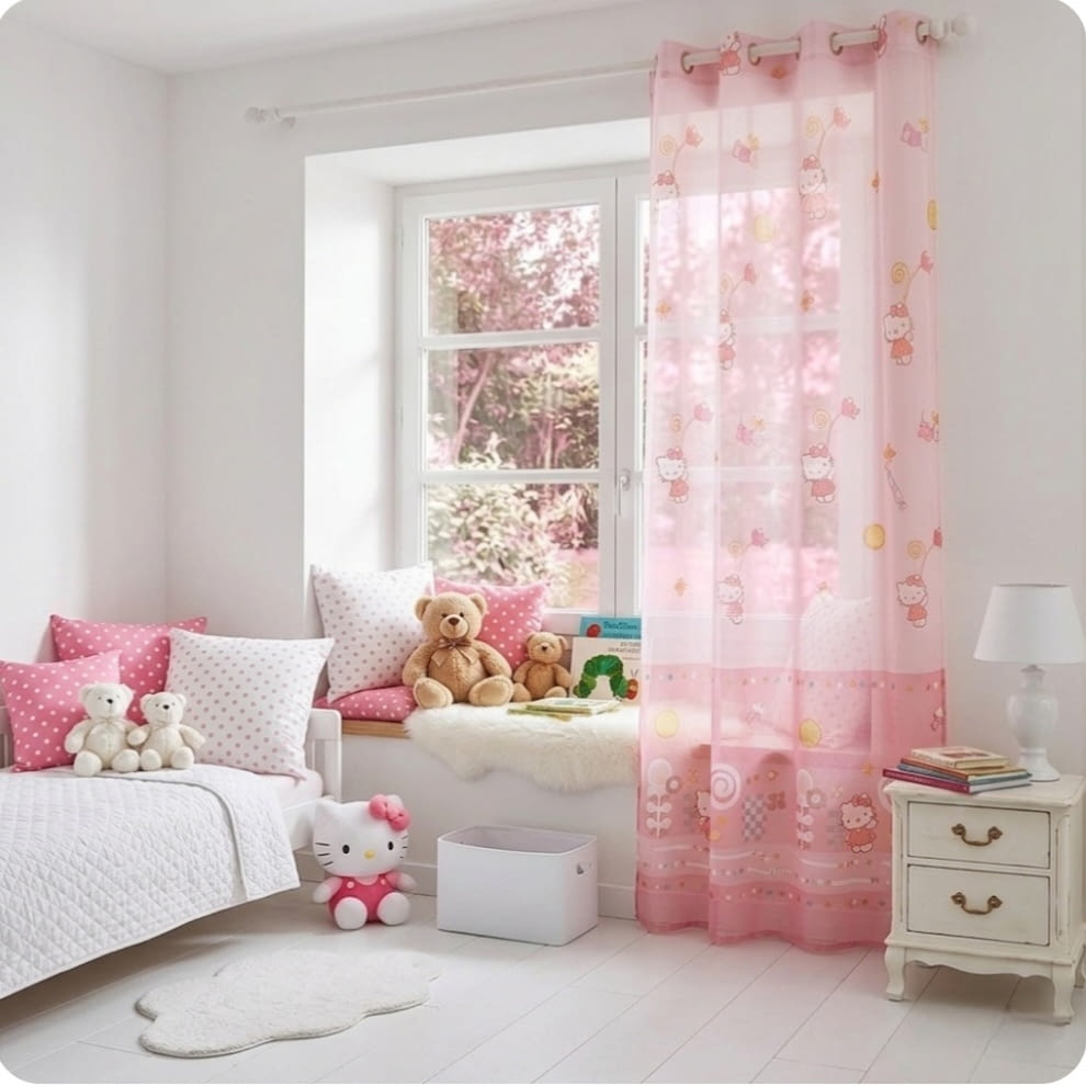 Visillo rosa Hello Kittie