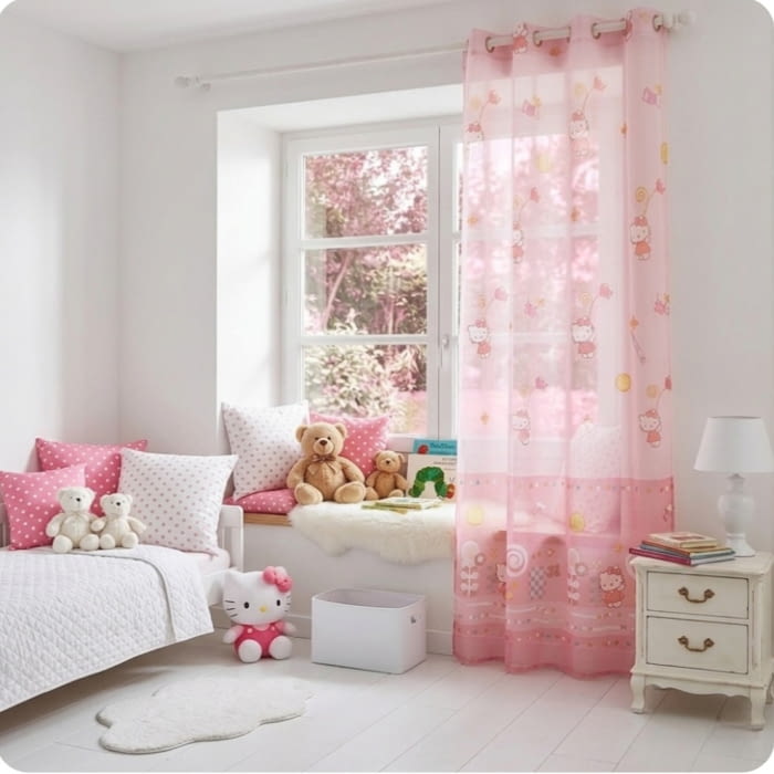 Visillo rosa Hello Kittie