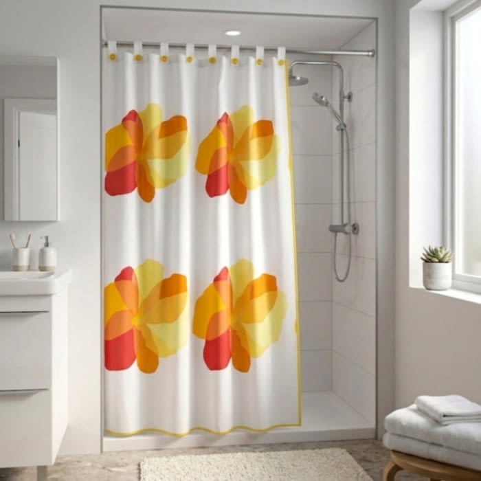 Cortina de baño Flores grandes naranjas