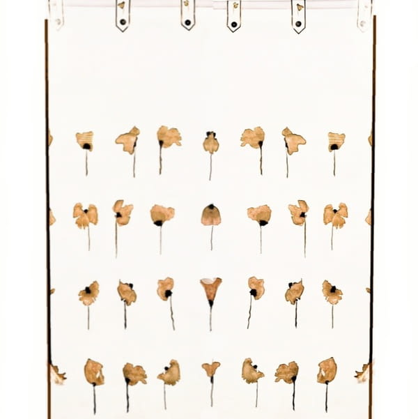 Cortina de baño de loneta con flores ocre - 5