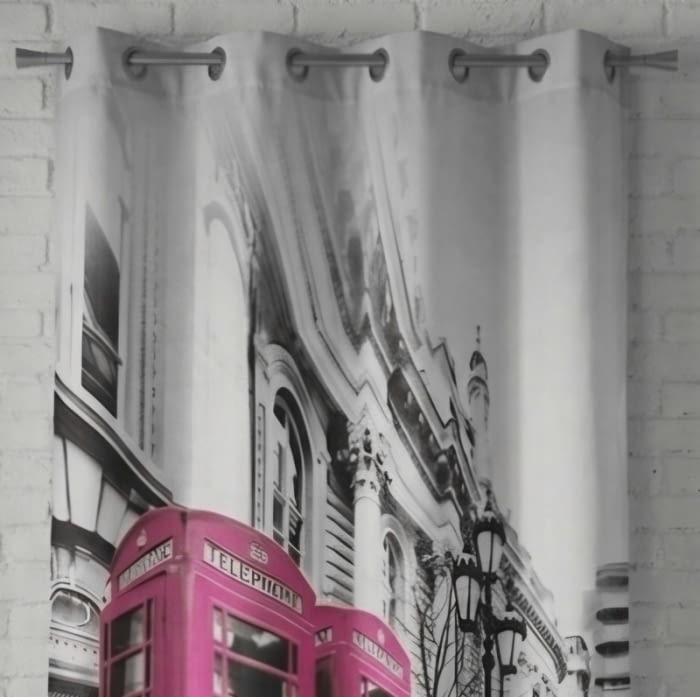 Visillo gris con Cabina fucsia - 2