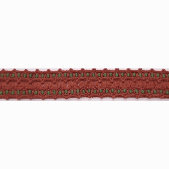 Galón de algodón teja con topos verdes - 5