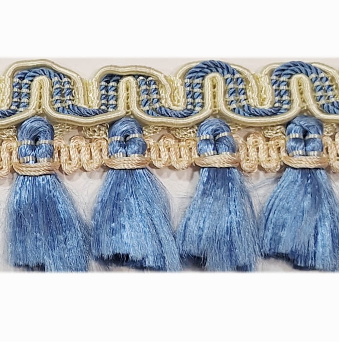 Flecos azules y beige sedosos - 4