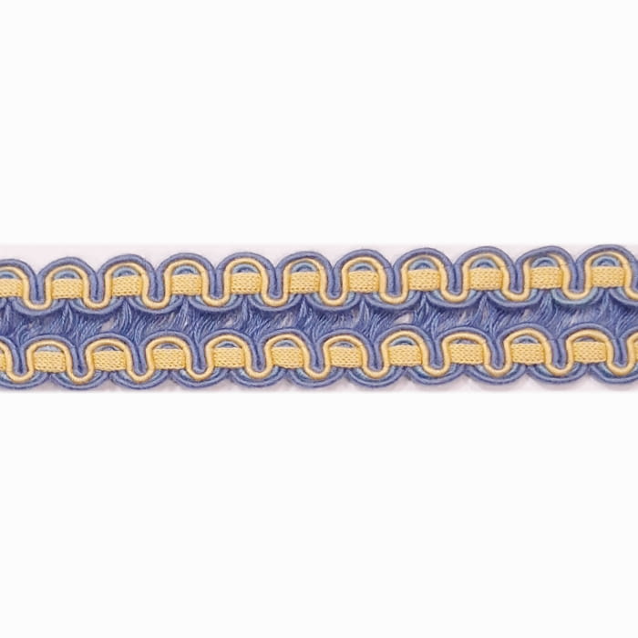 Galón de algodón azul y amarillo