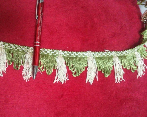 Pasamanería Flecos verdes y beige - 2