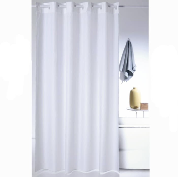 Cortina baño blanca ollaos mágicos