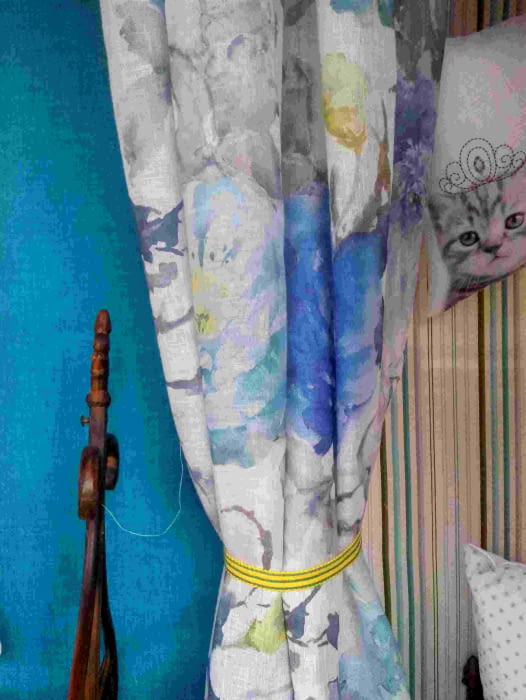 Tela Visillo lino flores