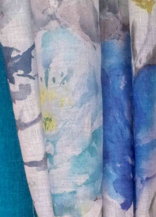 Tela Visillo lino flores - 1