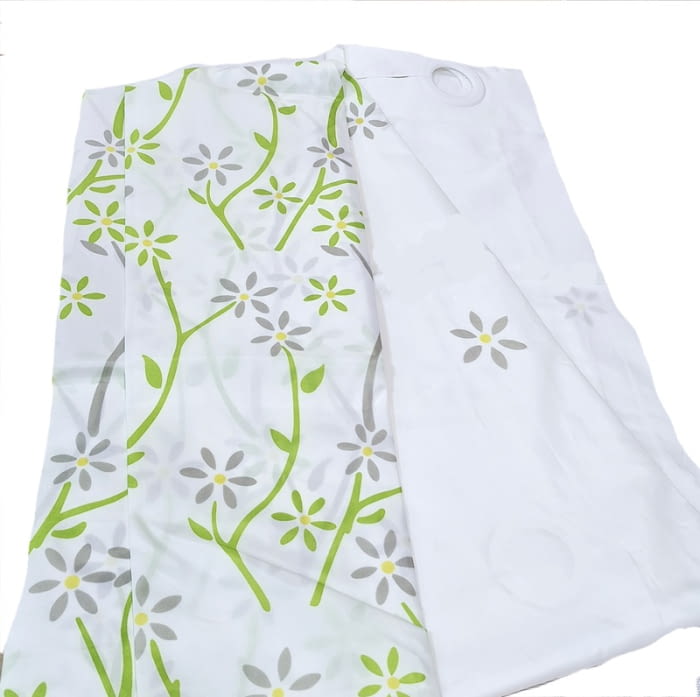 Cortina de baño Tatiana flores verdes - 1