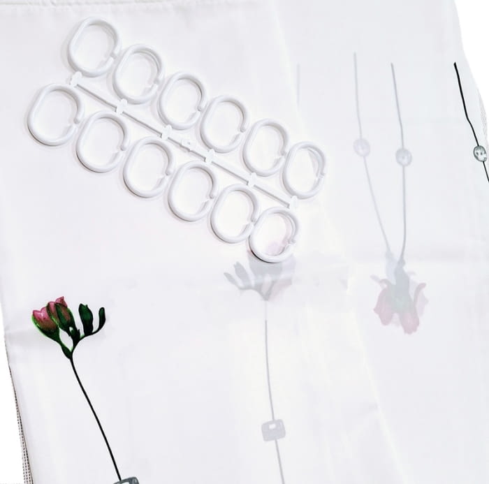 Cortina de baño flores rosa - 4