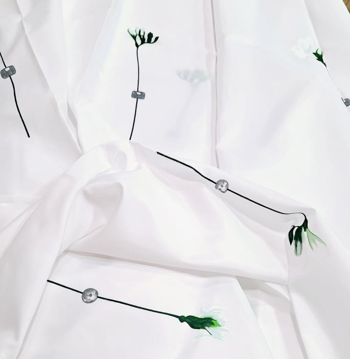 Cortina de baño flores blancas - 1