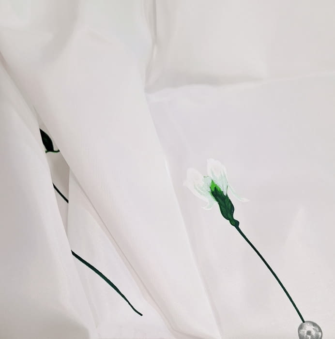 Cortina de baño flores blancas - 4