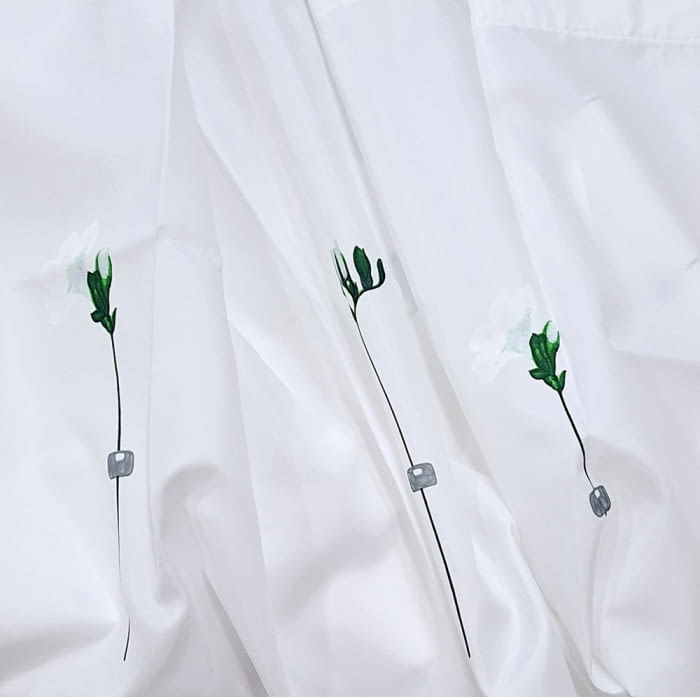 Cortina de baño flores blancas - 5