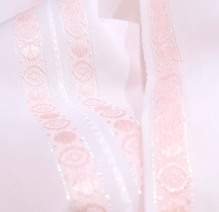 Cortina de baño blanca rayas rosa y oro - 6