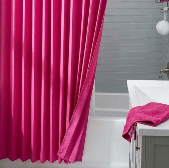 Cortina baño plisada rosa fucsia - 2