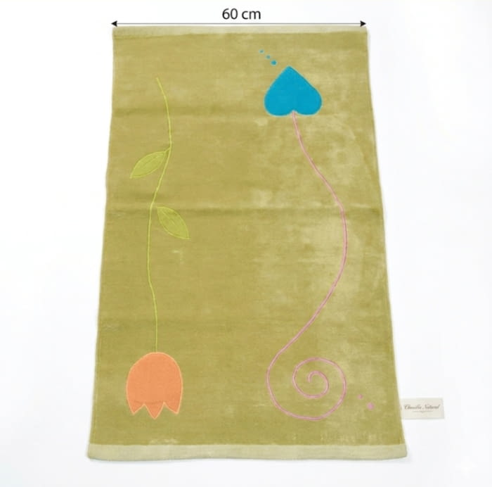 Alfombra chenilla verde corazón 60 x 90 - 1