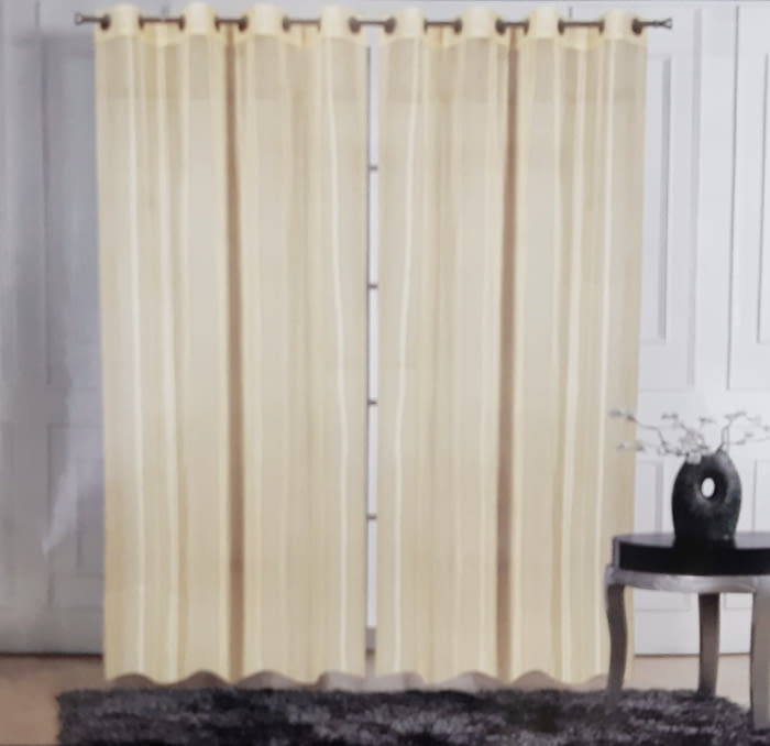 1 Visillo beige vainilla rayitas chenilla - 3