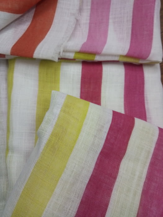 Tela Visillo rayas colores lino
