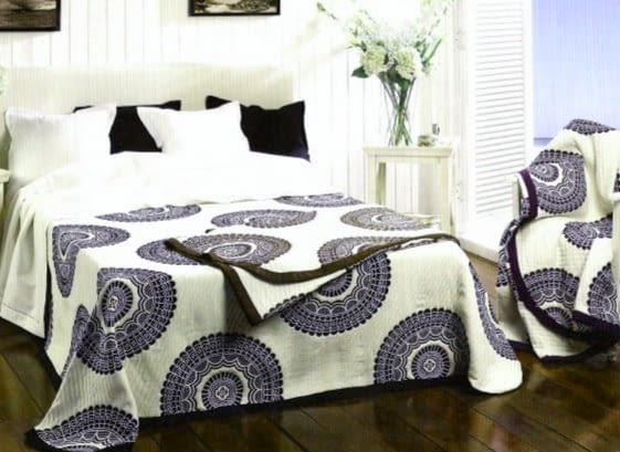 Colcha reversible morada mandalas. Cama: 135, 150