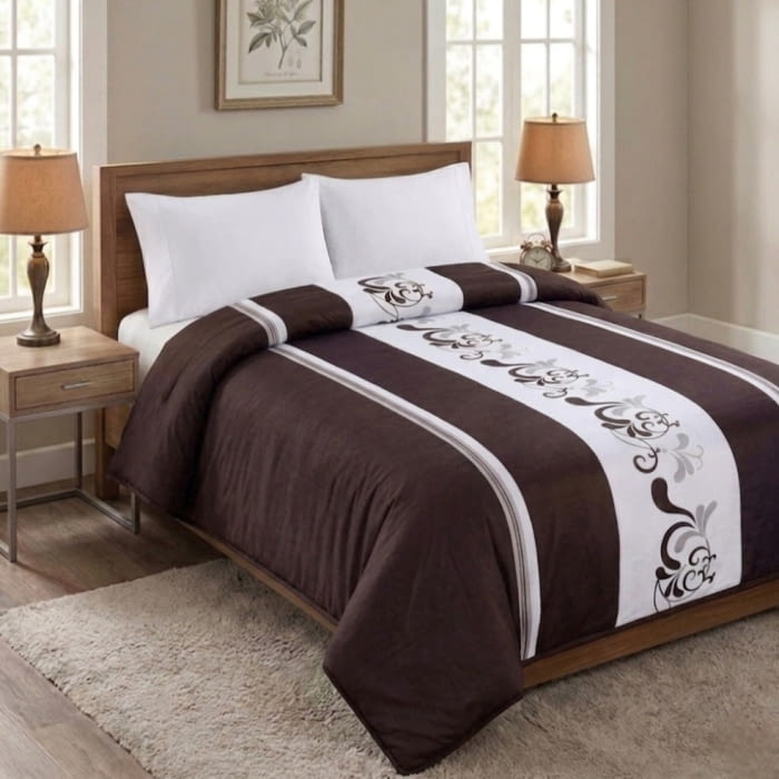 Colcha reversible marrón greca. Cama 135 - 3