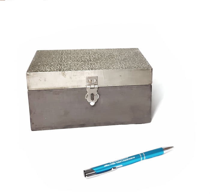 Joyero gris metal labrado - 1