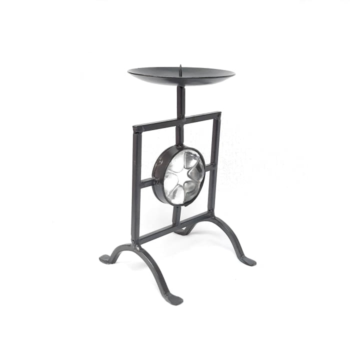 PORTAVELAS HIERRO Y CRISTAL