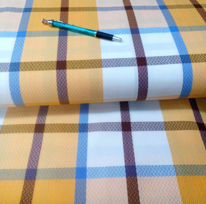 TELA Mantelería CUADROS AMARILLA 150