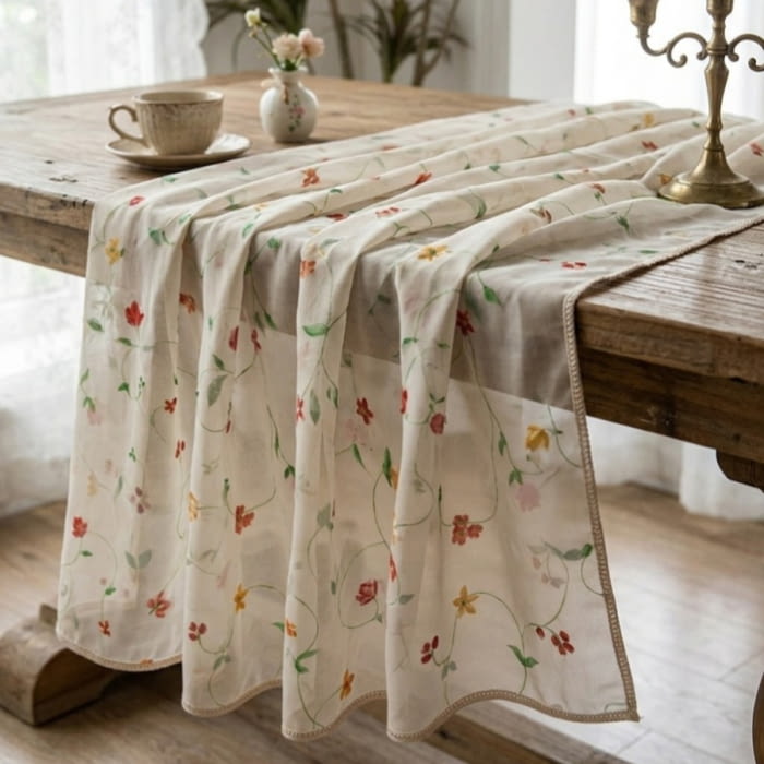 Visillo voile flores.