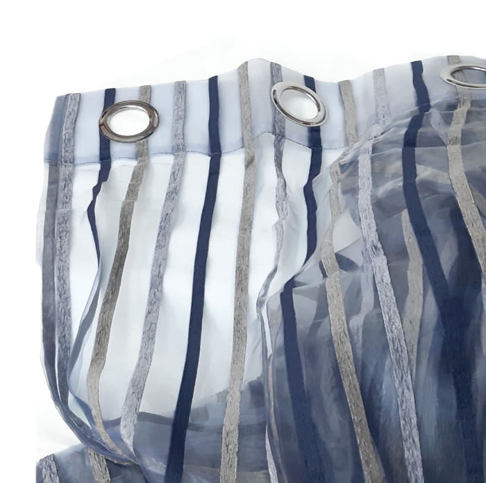 1 Visillo organza rayas chenilla azul - 2