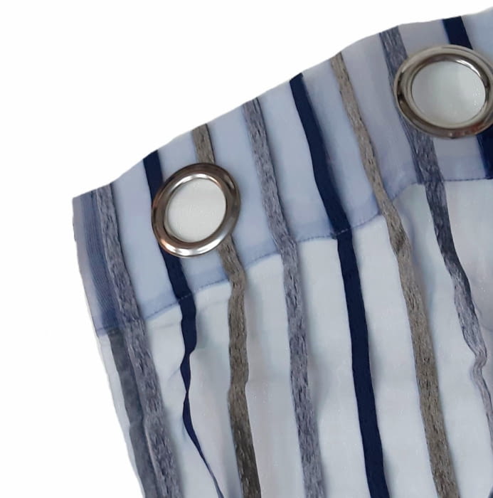 1 Visillo organza rayas chenilla azul - 3