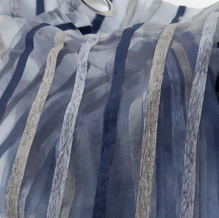 1 Visillo organza rayas chenilla azul - 4
