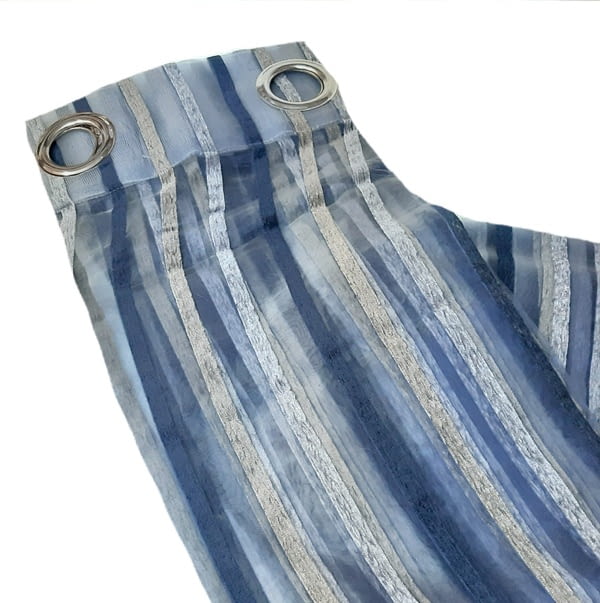 1 Visillo organza rayas chenilla azul - 5