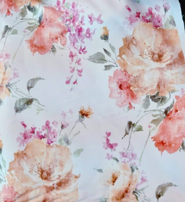 TELA FLORES naranjas 280 - 1