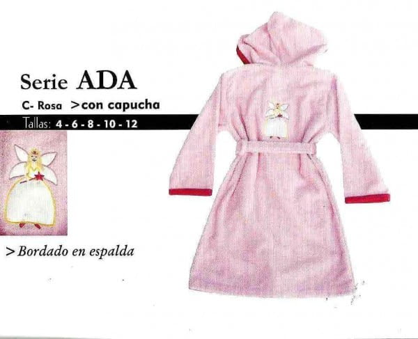 Albornoz infantil rosa Ada. Tallas 8 y 10