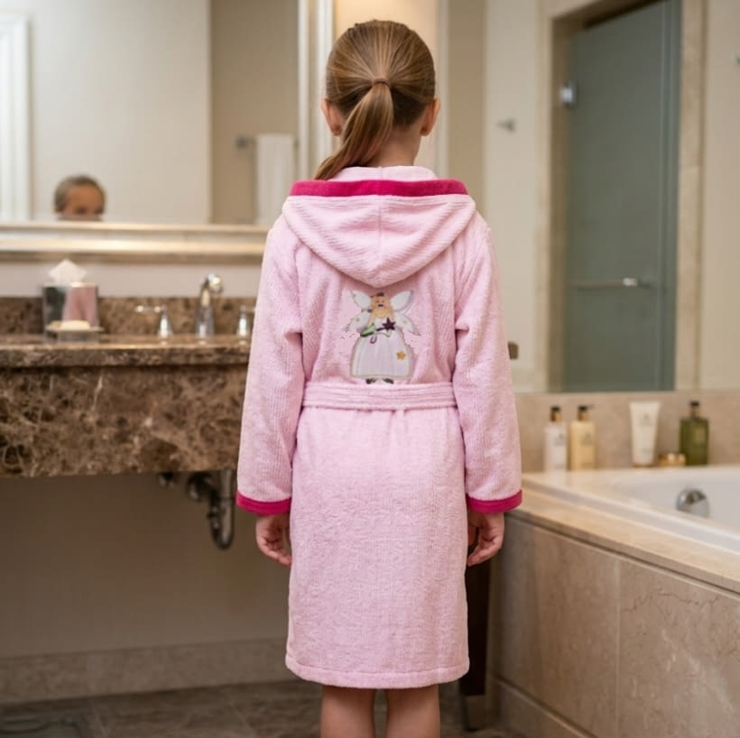 Albornoz infantil rosa hada. Tallas 8 y 10