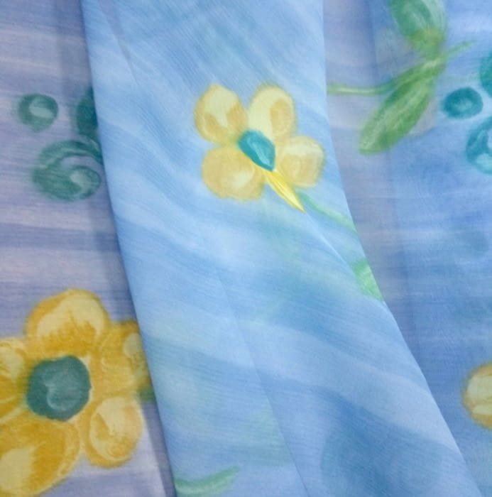 Tela visillo azul flores 140 x 170