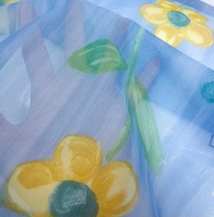 Tela visillo azul flores 140 x 170 - 1