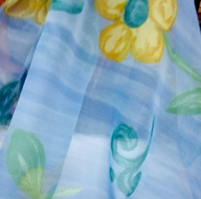 Tela visillo azul flores 140 x 170 - 3