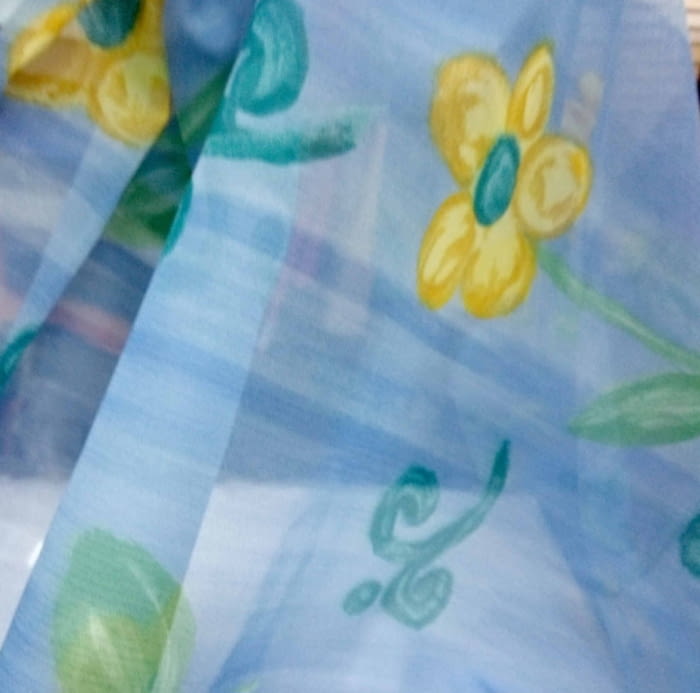 Tela visillo azul flores 140 x 170 - 4