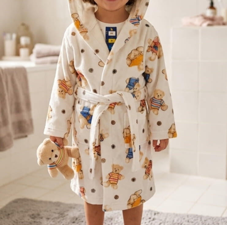 Albornoz Infantil terciopelo Ositos. Talla 4 años