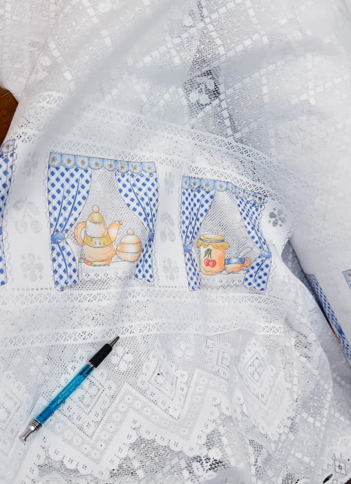 Tela visillo encaje cocina + bandó 150 altura - 3