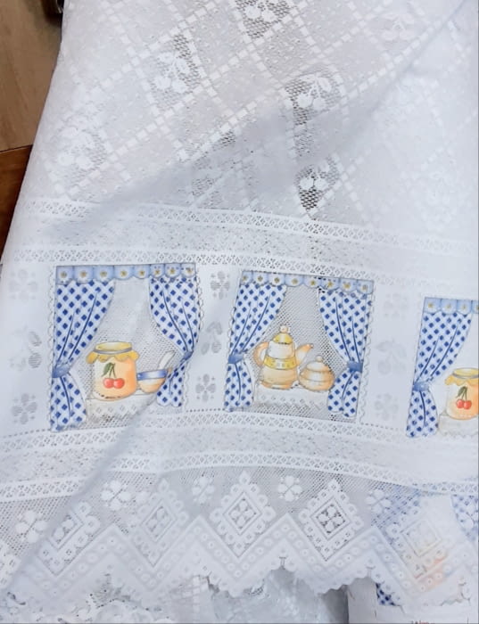 Tela visillo encaje cocina + bandó 150 altura - 4