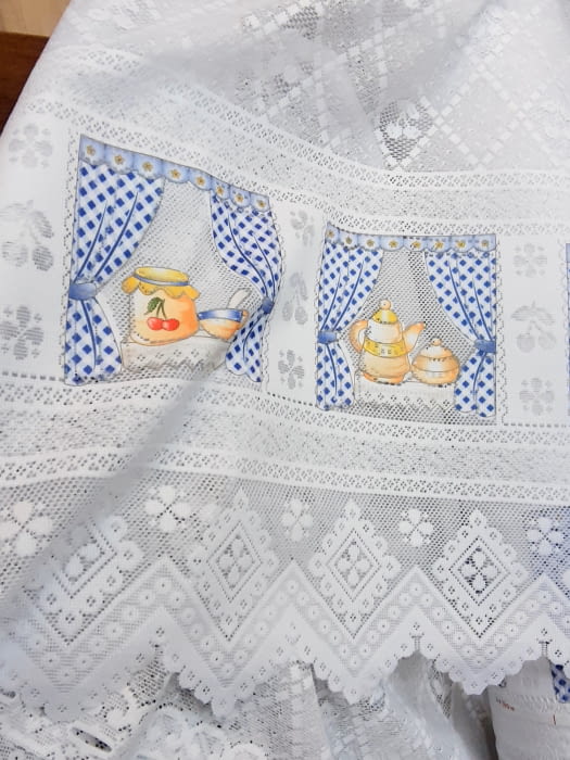 Tela visillo encaje cocina + bandó 150 altura - 5