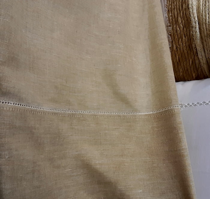 Tela visillo lino bajo marrón - 1